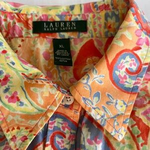 Lauren Ralph Lauren Paisley Floral button down shirt Size XL